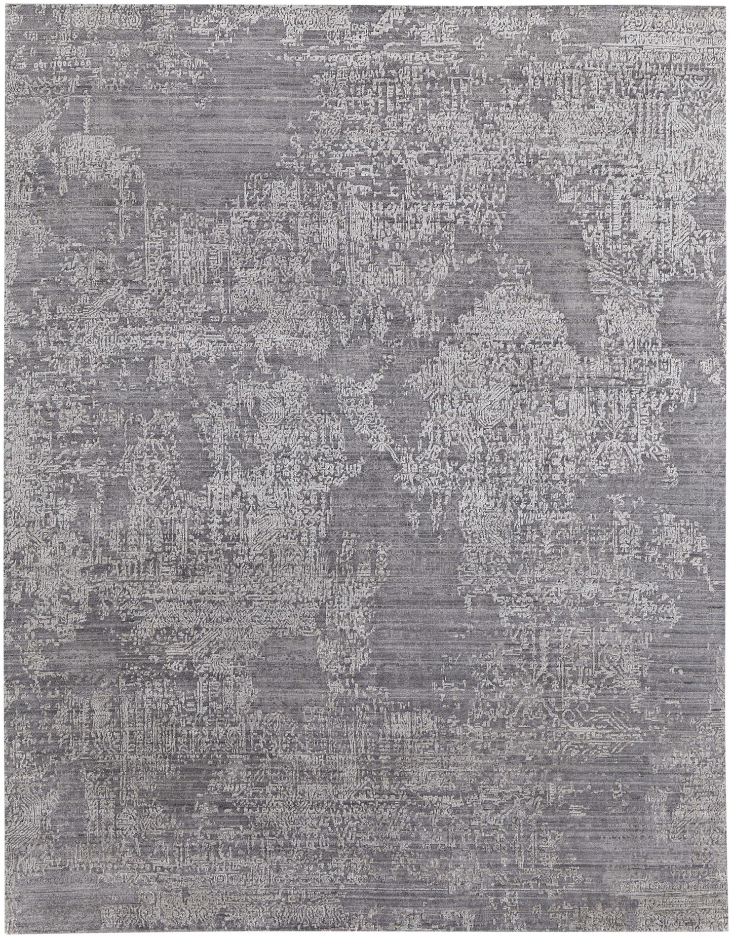 12' X 15' Gray And Silver Abstract Hand Woven Distressed Area Rug-3