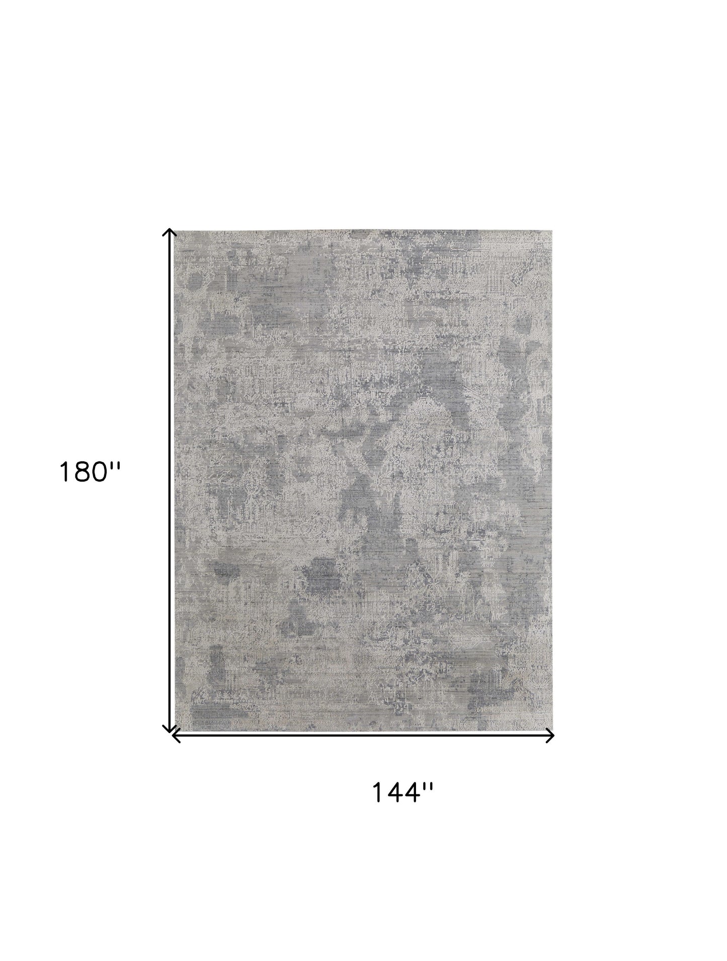 12' X 15' Gray and Silver Abstract Hand Woven Worn Faded Area Rug-2