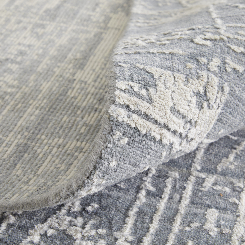 12' X 15' Gray and Silver Abstract Hand Woven Worn Faded Area Rug-7