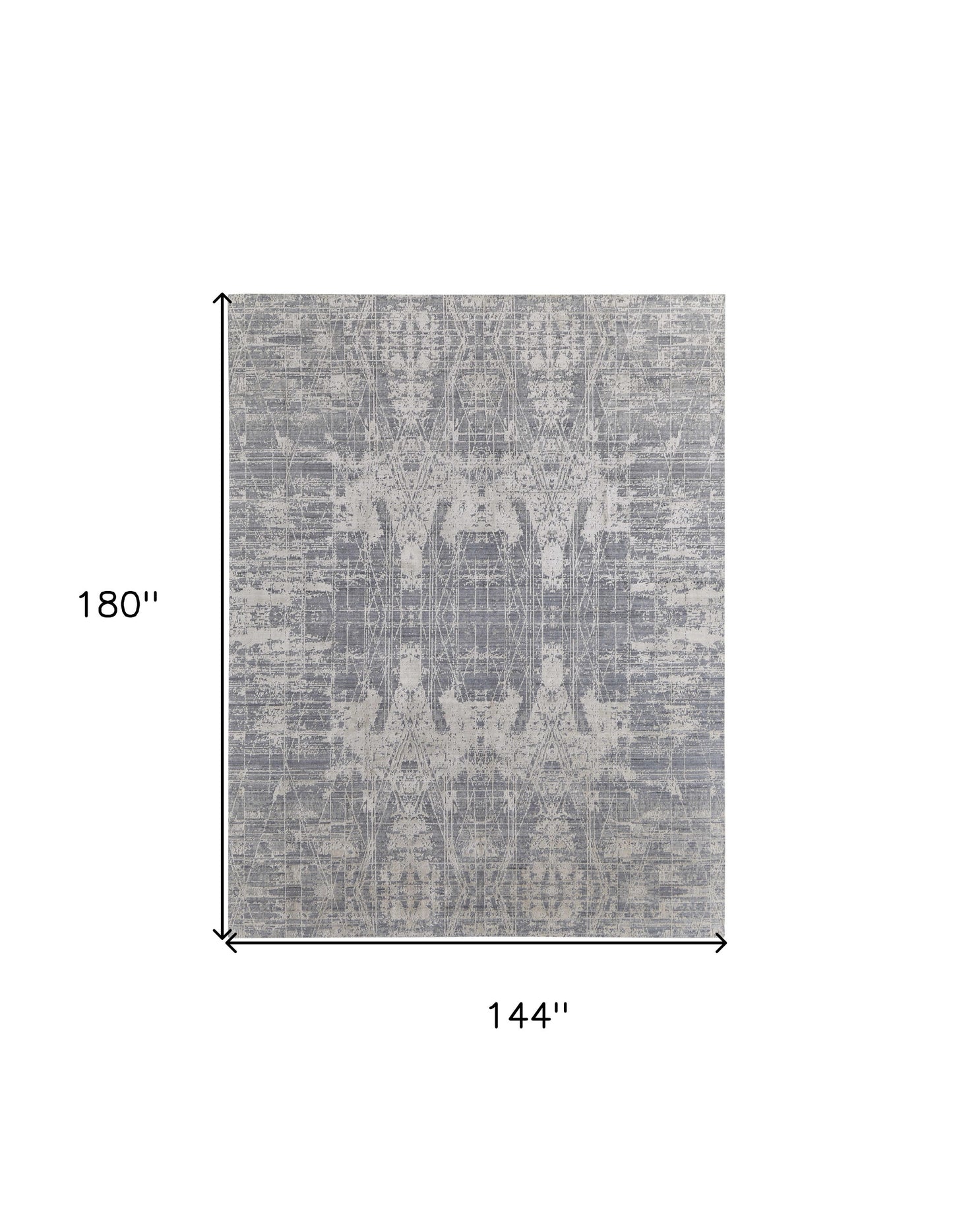 12' X 15' Gray and Silver Abstract Hand Woven Worn Faded Area Rug-2