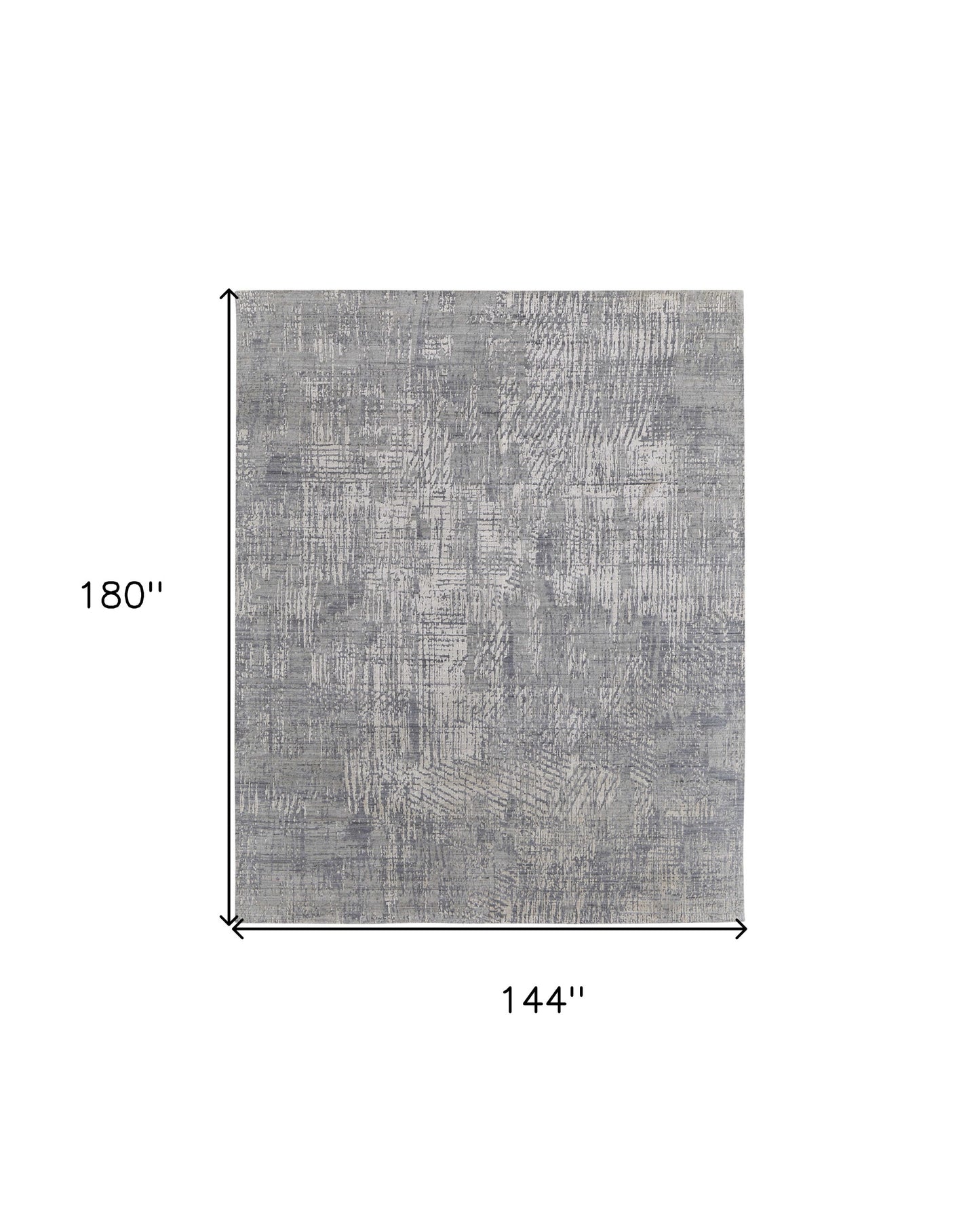12' X 15' Gray and Silver Abstract Hand Woven Worn Faded Area Rug-2