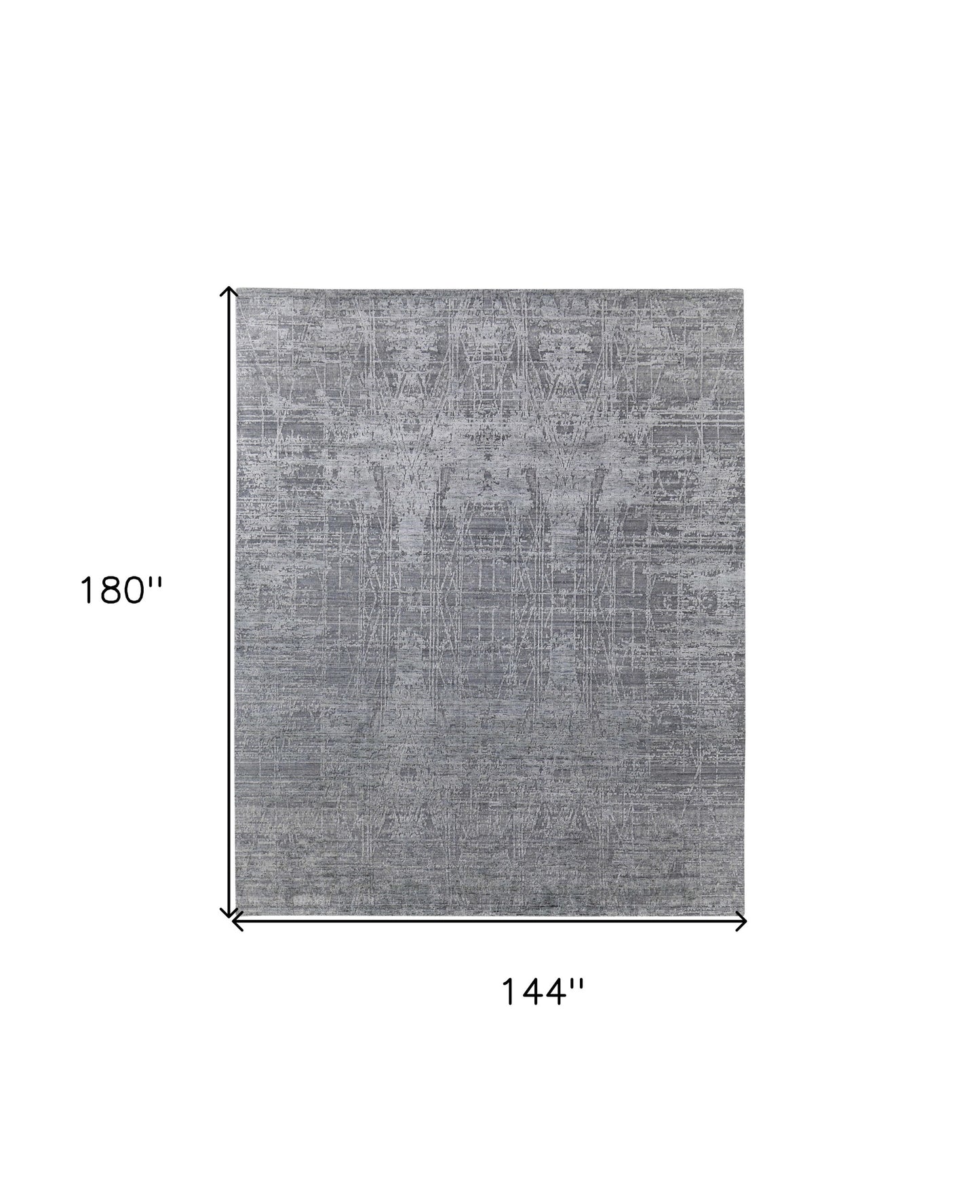 12' X 15' Gray and Silver Abstract Hand Woven Worn Faded Area Rug-2