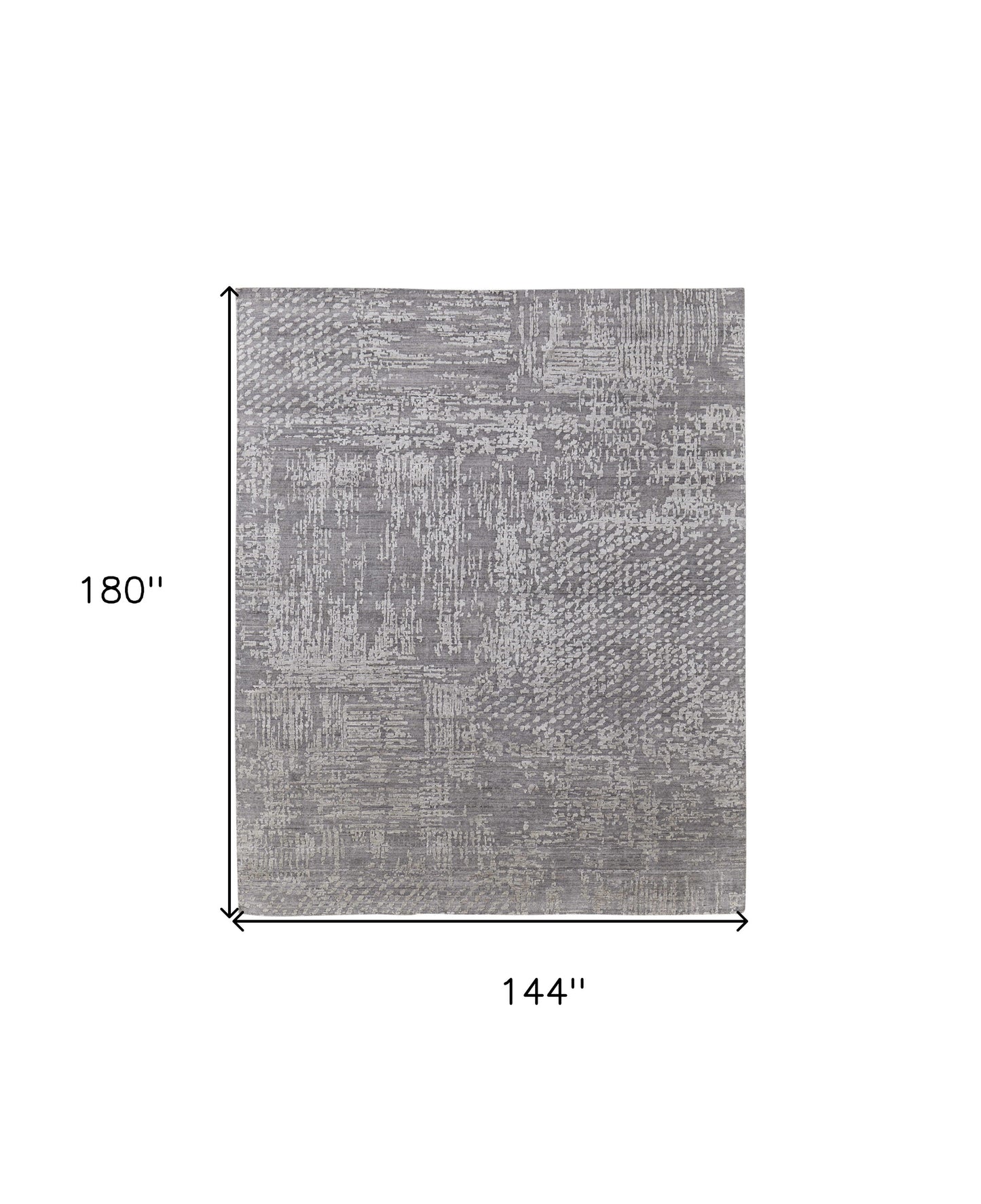 12' X 15' Gray and Silver Abstract Hand Woven Worn Faded Area Rug-2