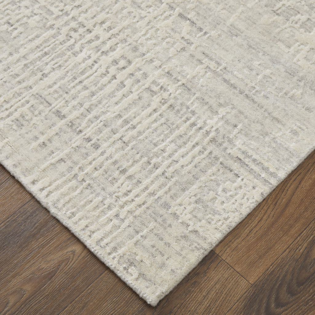 12' X 15' Ivory and Gray Abstract Hand Woven Worn Faded Area Rug-7