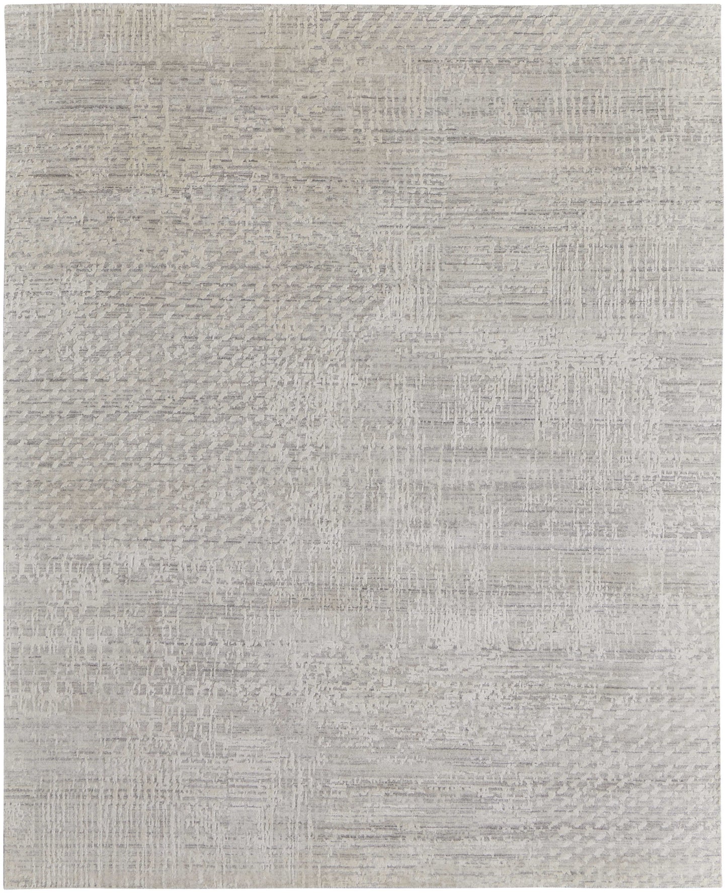 12' X 15' Ivory and Gray Abstract Hand Woven Worn Faded Area Rug-3