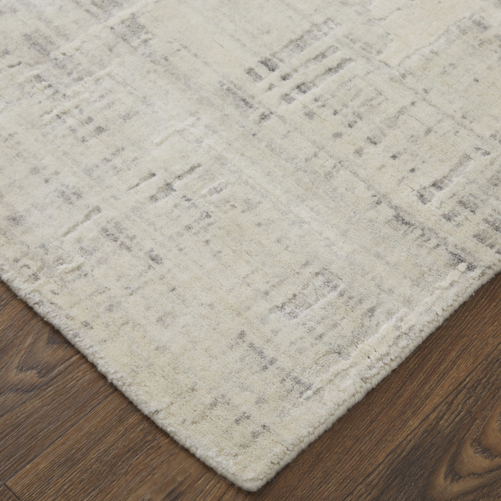 12' X 15' Ivory and Gray Abstract Hand Woven Worn Faded Area Rug-7