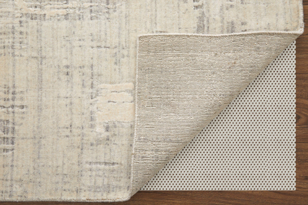 12' X 15' Ivory and Gray Abstract Hand Woven Worn Faded Area Rug-6