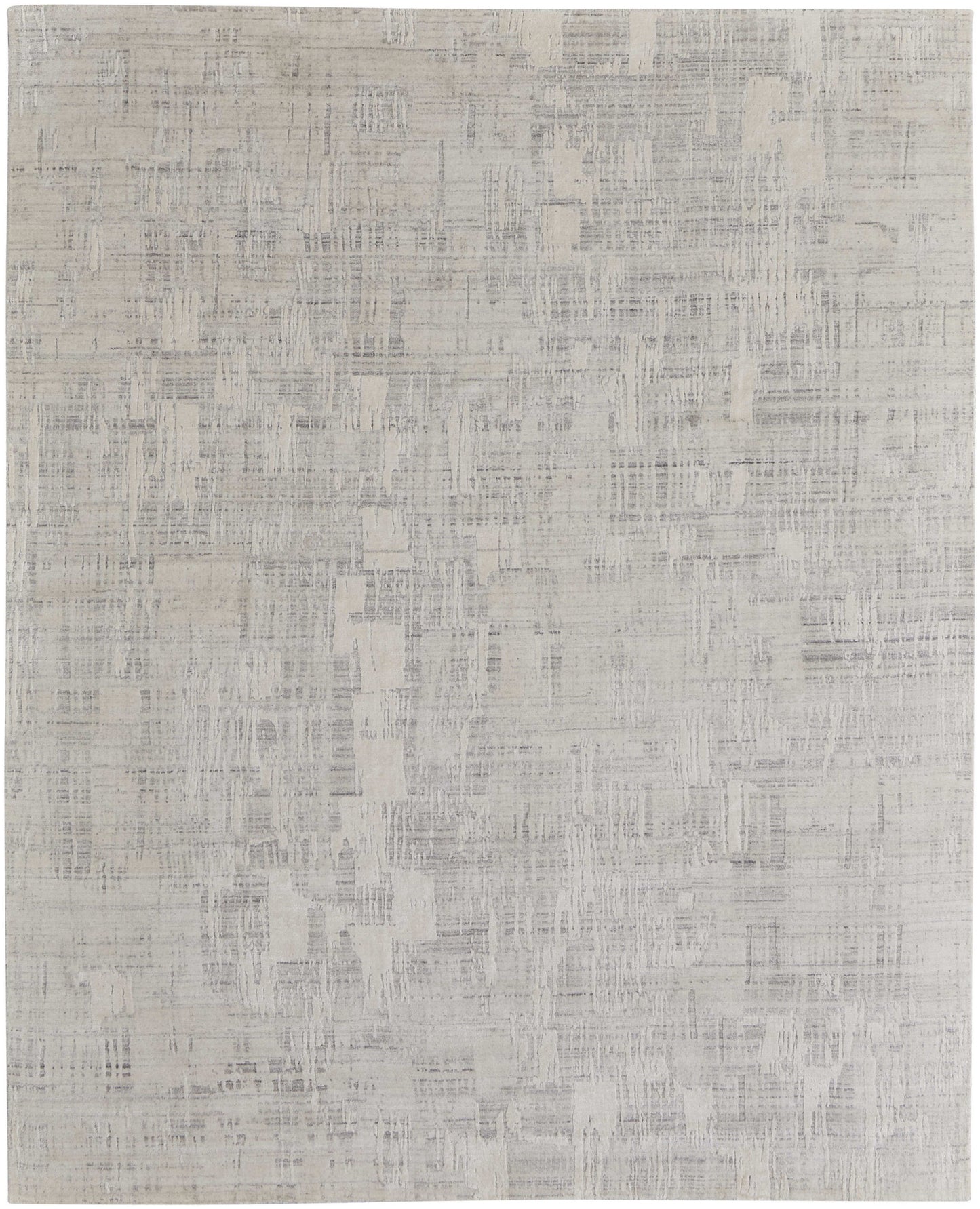 12' X 15' Ivory and Gray Abstract Hand Woven Worn Faded Area Rug-1