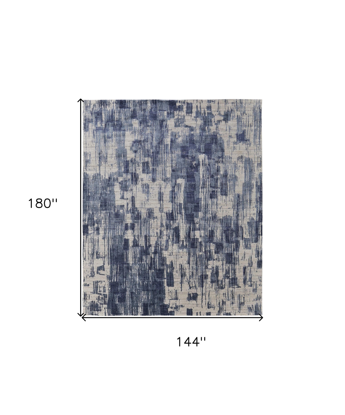12' X 15' Blue and Ivory Abstract Hand Woven Worn Faded Area Rug-2