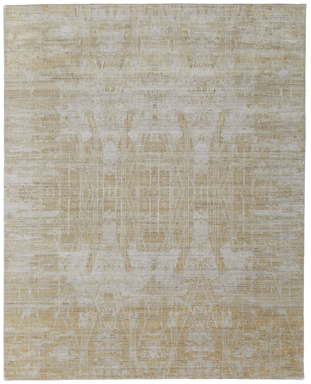 12' X 15' Yellow and Ivory Abstract Hand Woven Area Rug-4