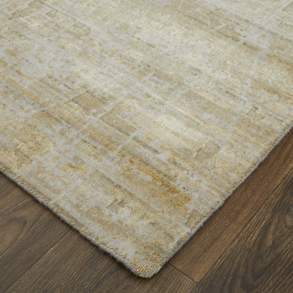 12' X 15' Yellow and Ivory Abstract Hand Woven Area Rug-7