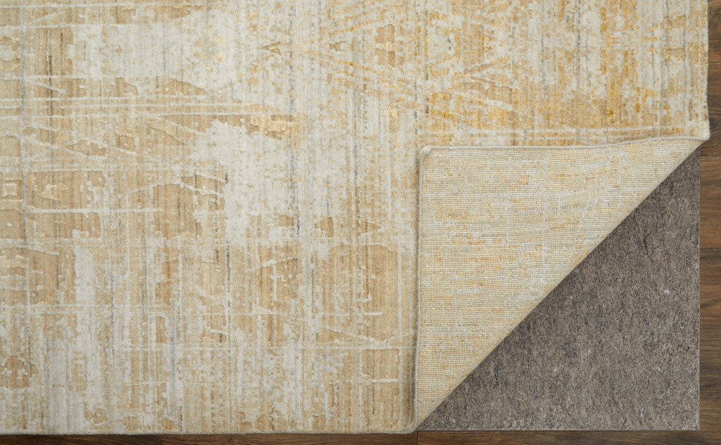 12' X 15' Yellow and Ivory Abstract Hand Woven Area Rug-5