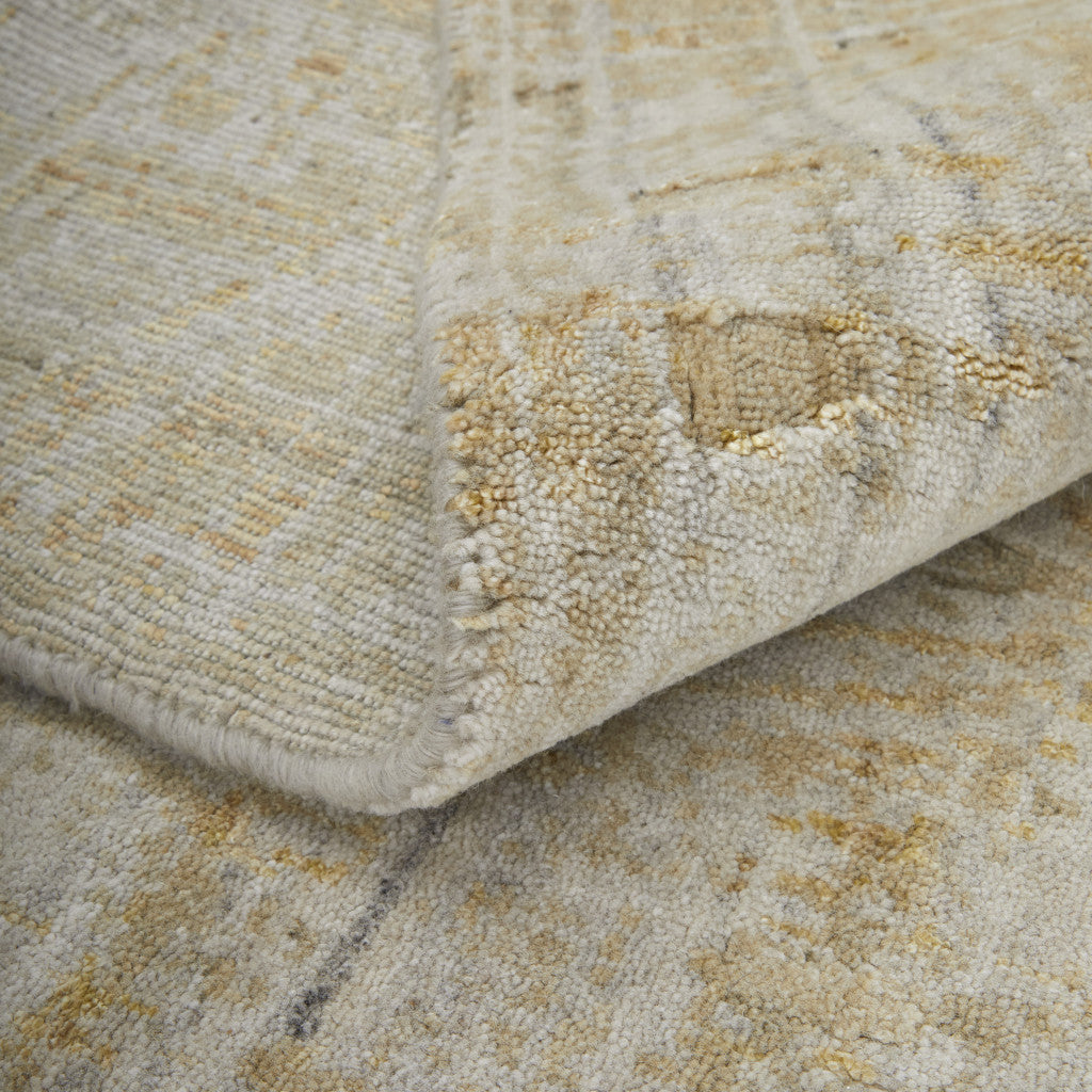 12' X 15' Yellow and Ivory Abstract Hand Woven Area Rug-6