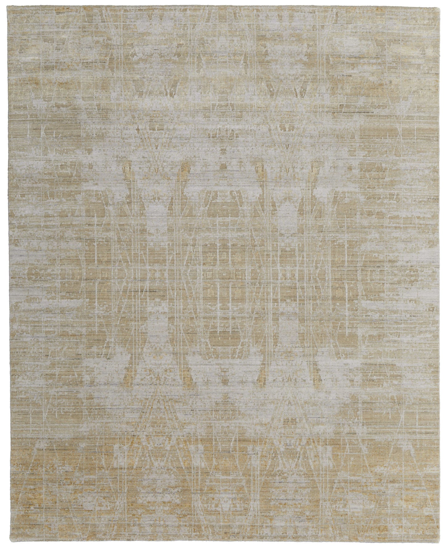 12' X 15' Yellow and Ivory Abstract Hand Woven Area Rug-1