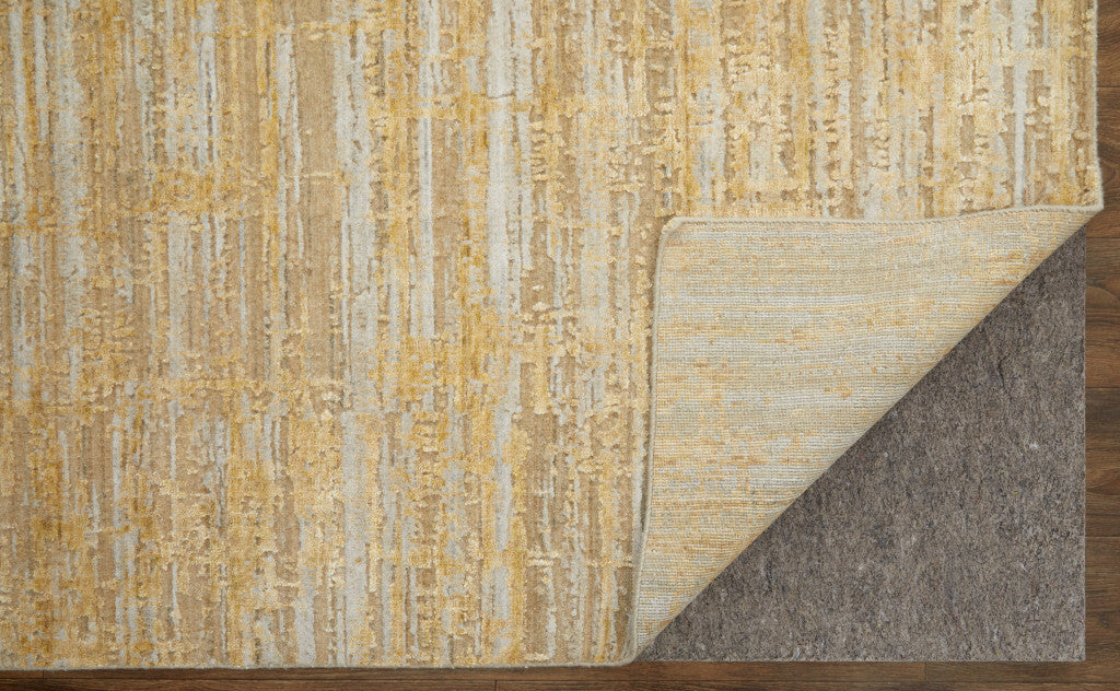 12' X 15' Yellow and Ivory Abstract Hand Woven Area Rug-5