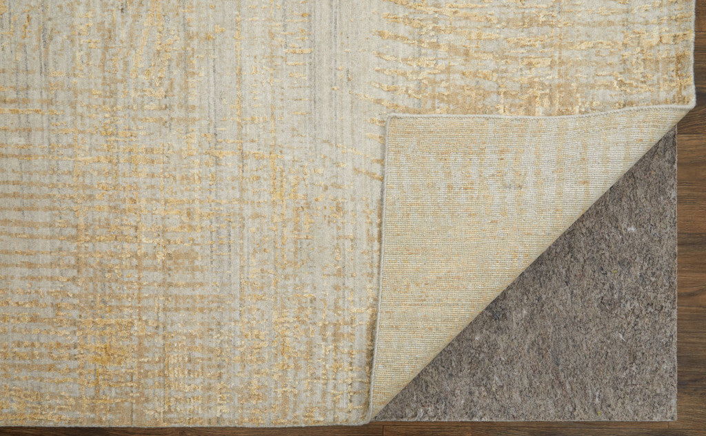 12' X 15' Yellow and Ivory Abstract Hand Woven Area Rug-5