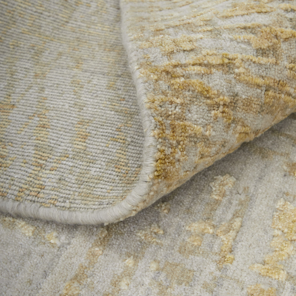 12' X 15' Yellow and Ivory Abstract Hand Woven Area Rug-6