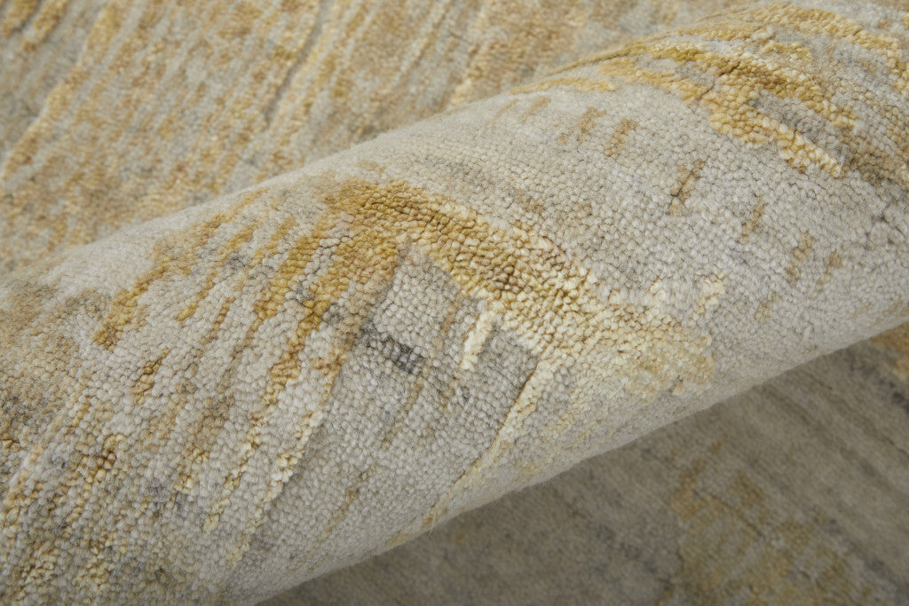 12' X 15' Yellow and Ivory Abstract Hand Woven Area Rug-5