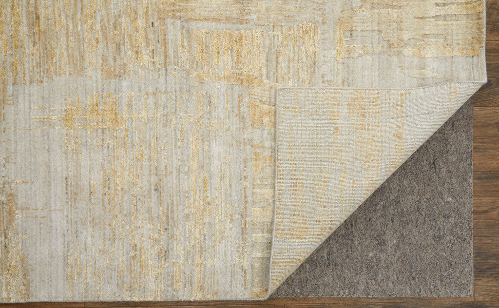 12' X 15' Yellow and Ivory Abstract Hand Woven Area Rug-6