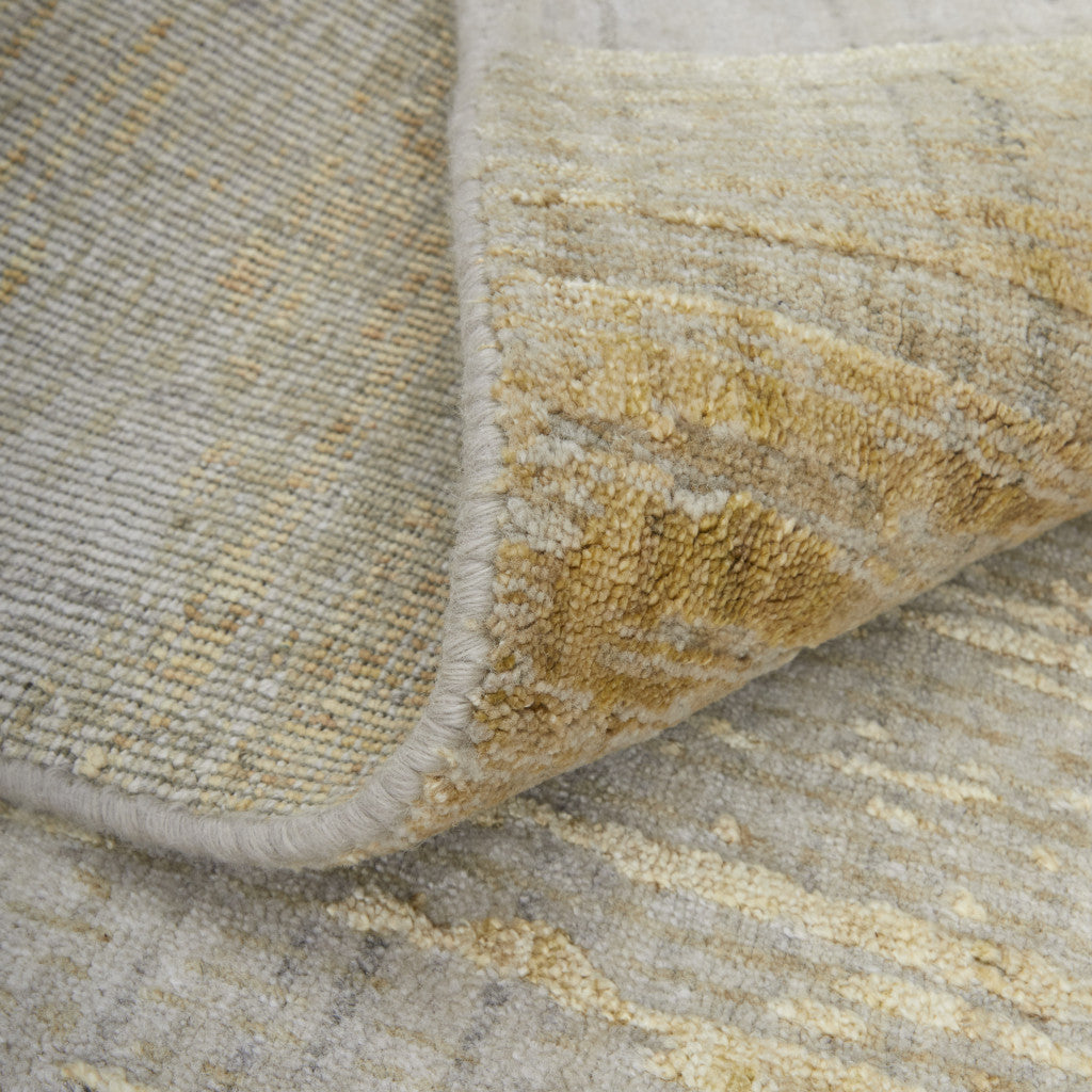12' X 15' Yellow and Ivory Abstract Hand Woven Area Rug-7