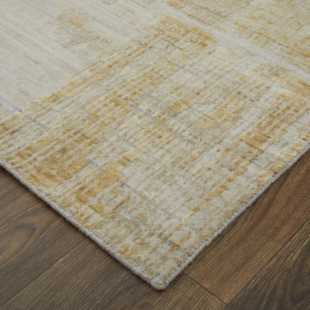12' X 15' Yellow and Ivory Abstract Hand Woven Area Rug-8