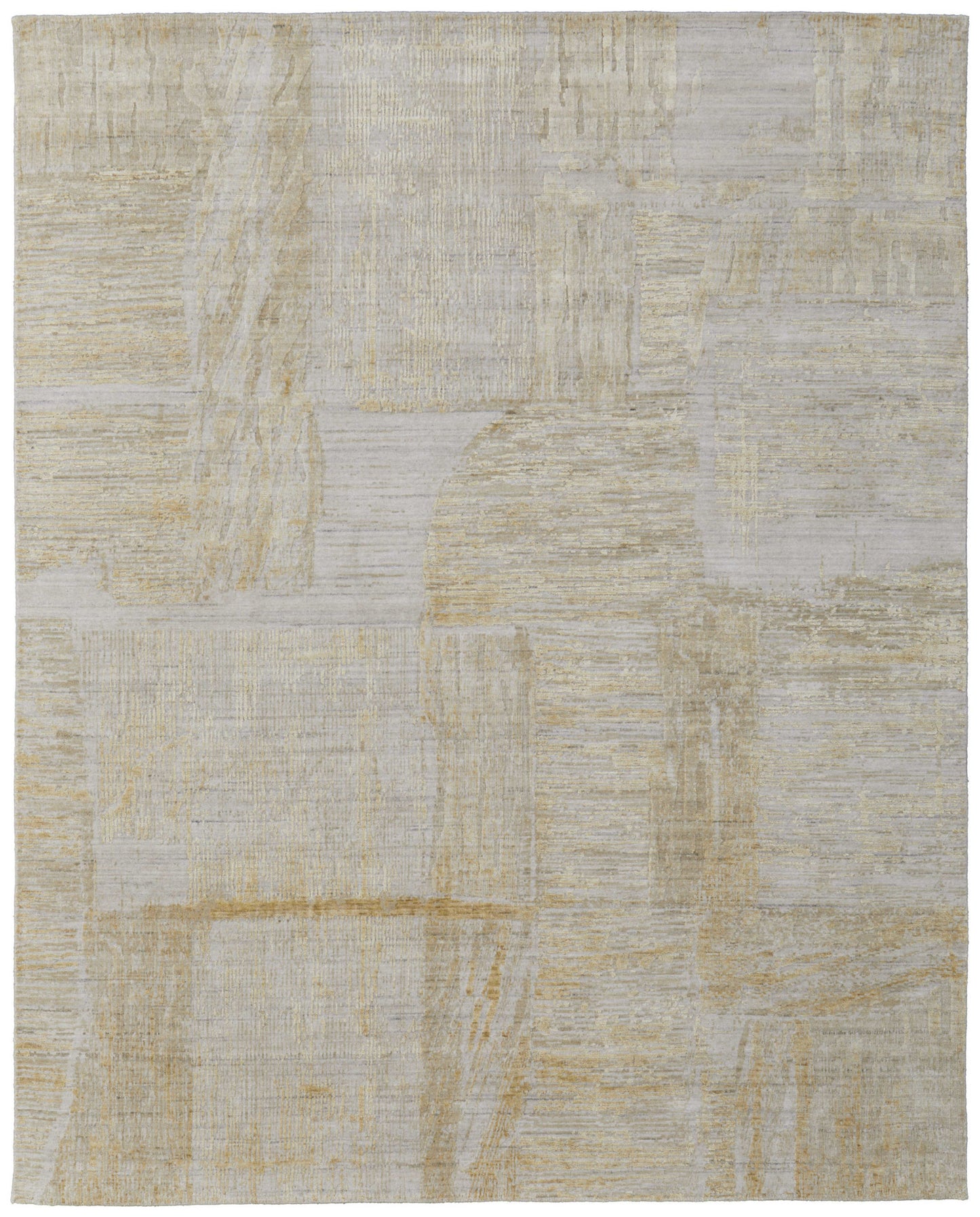 12' X 15' Yellow and Ivory Abstract Hand Woven Area Rug-1