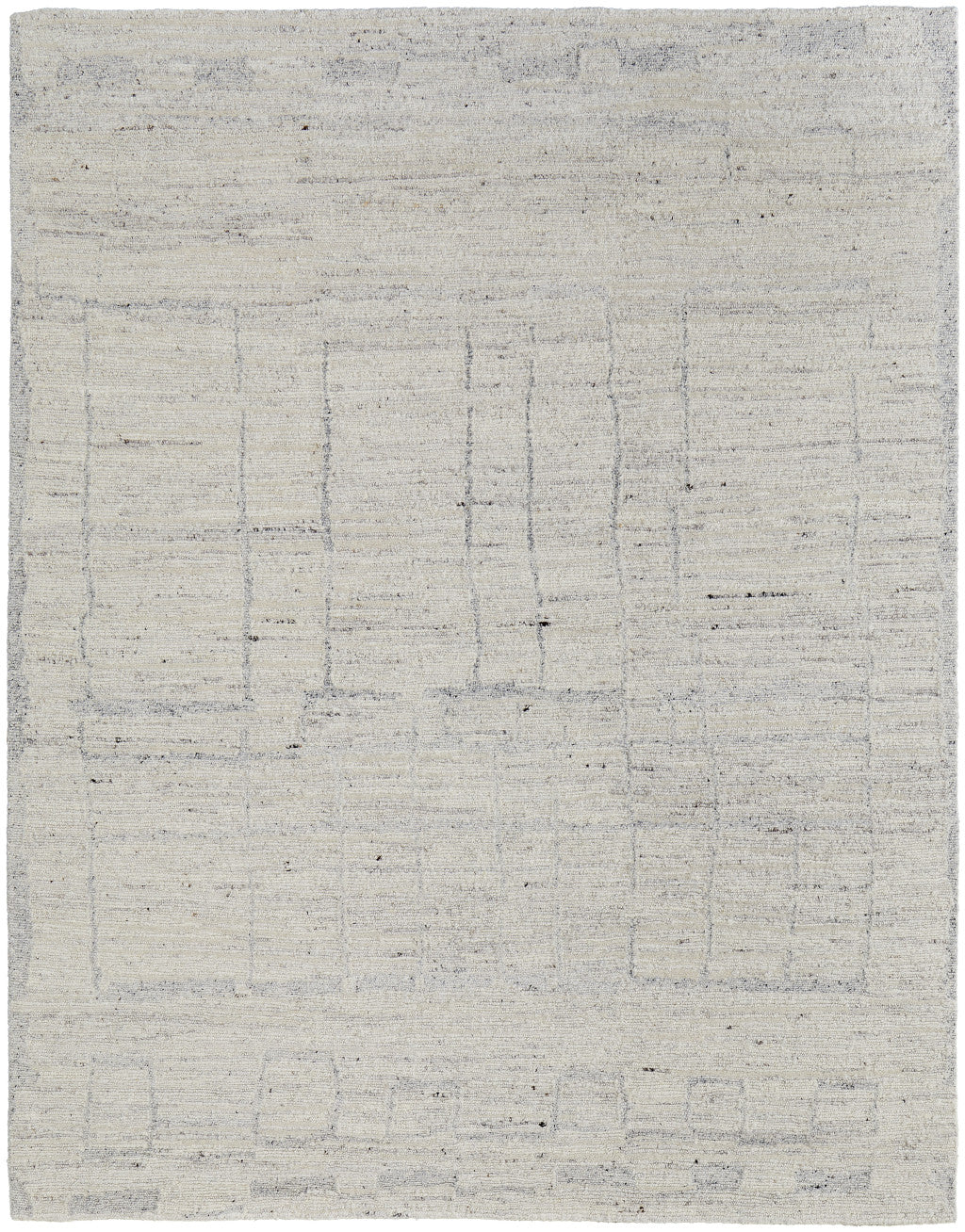 12' X 15' Gray and Ivory Abstract Hand Woven Worn Faded Area Rug-4