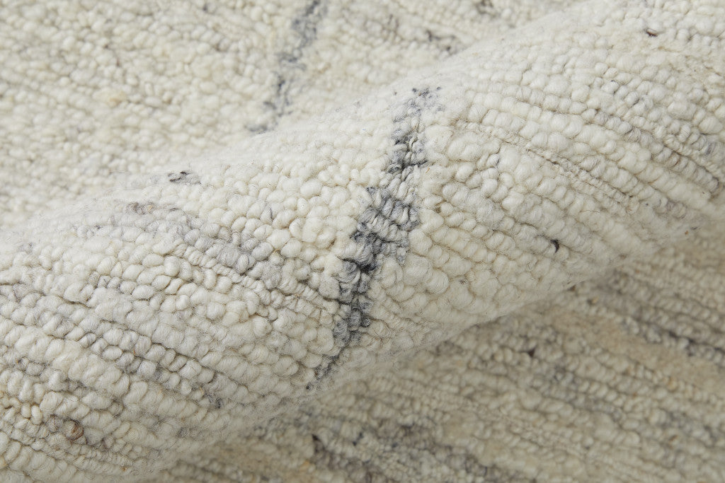 12' X 15' Gray and Ivory Abstract Hand Woven Worn Faded Area Rug-8