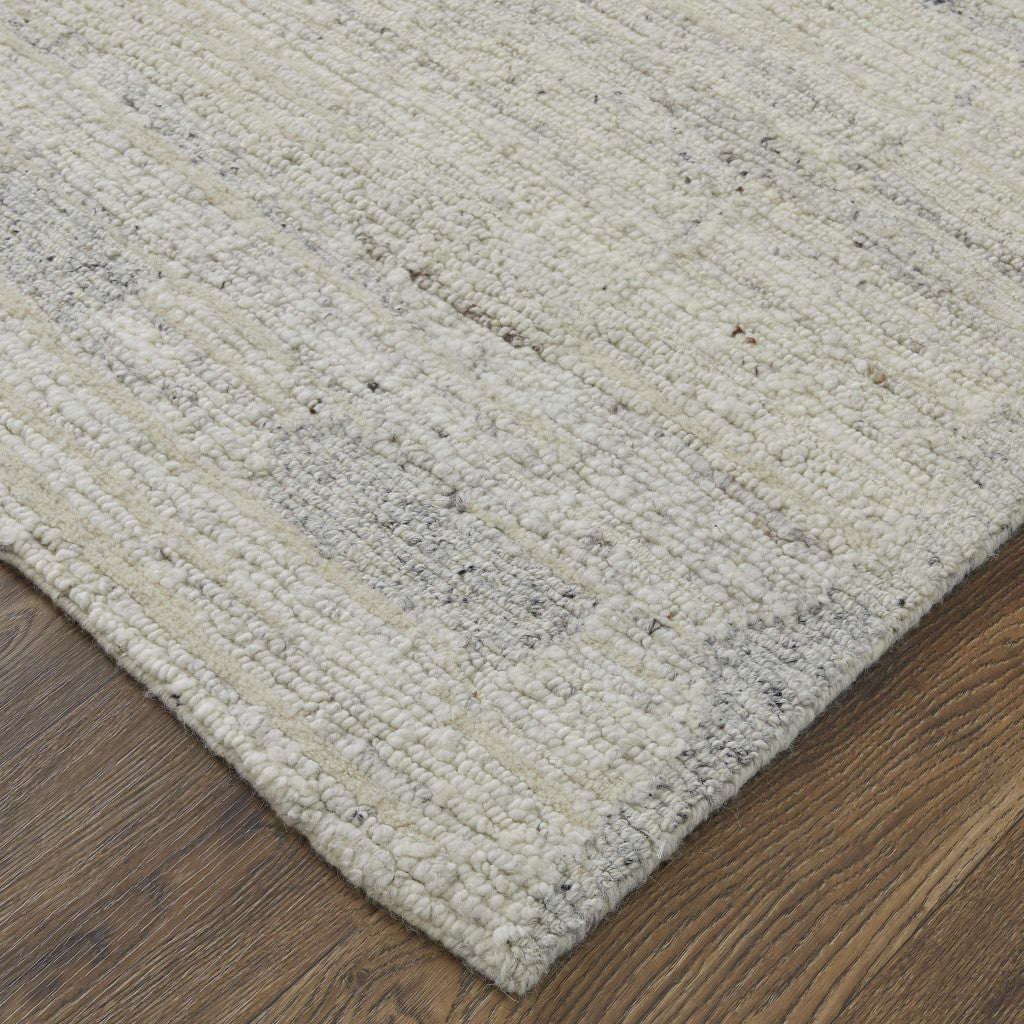 12' X 15' Gray and Ivory Abstract Hand Woven Worn Faded Area Rug-6