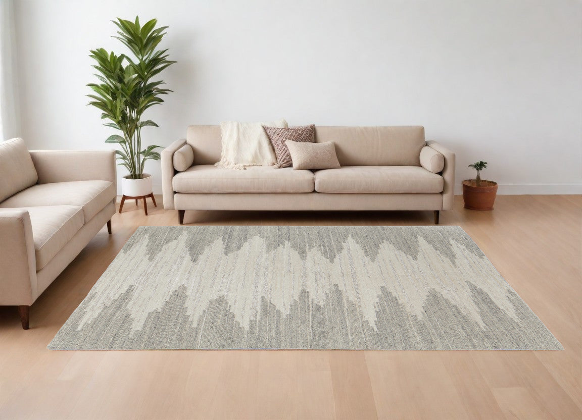 12' X 15' Gray and Ivory Ombre Hand Woven Area Rug-0