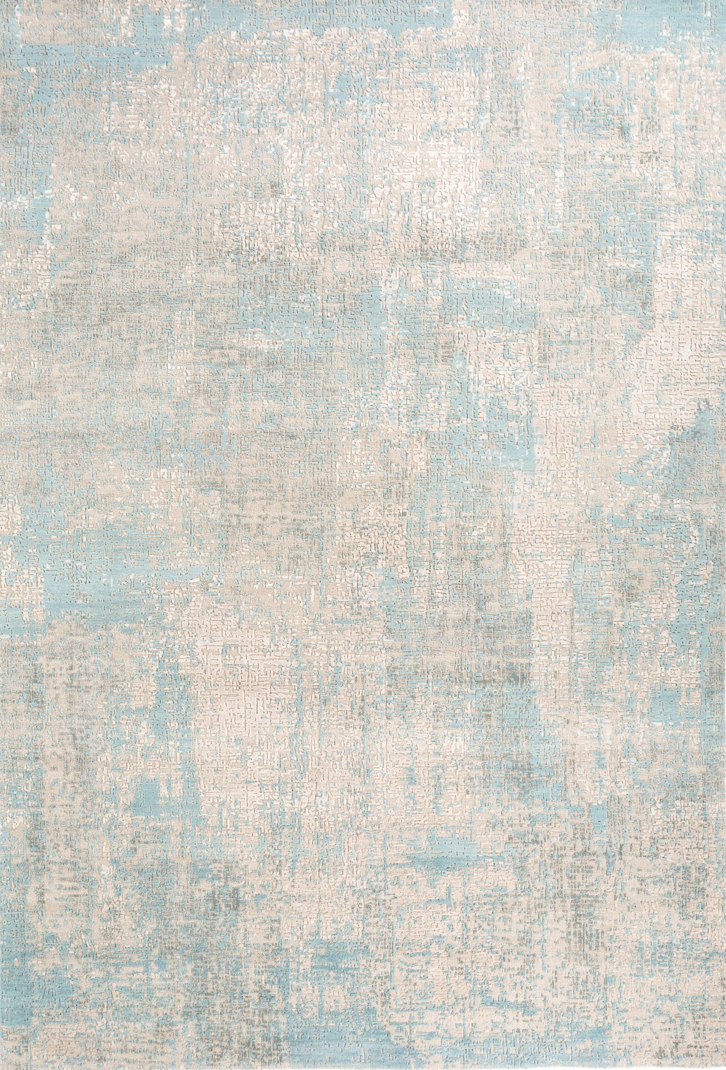 8' X 10' Blue Abstract Hand Knotted Area Rug-3