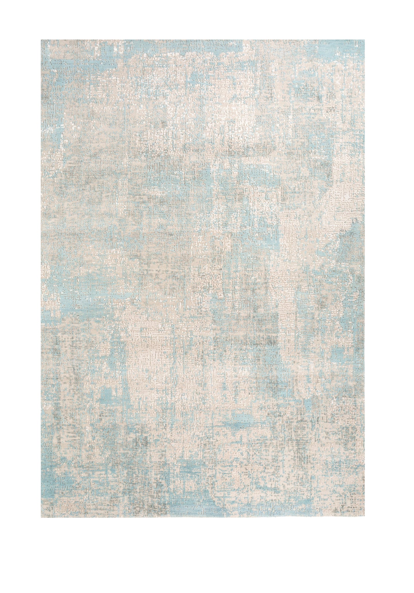 8' X 10' Blue Abstract Hand Knotted Area Rug-1