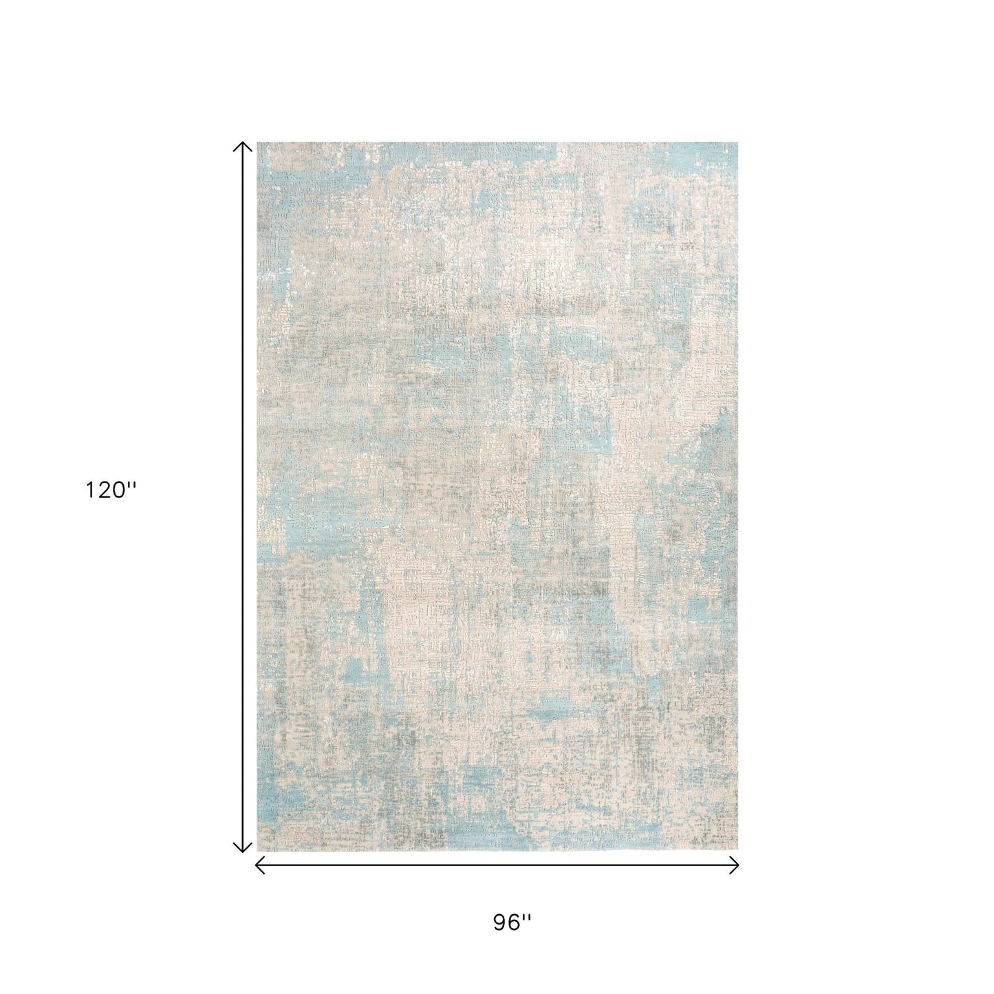 8' X 10' Blue Abstract Hand Knotted Area Rug-2