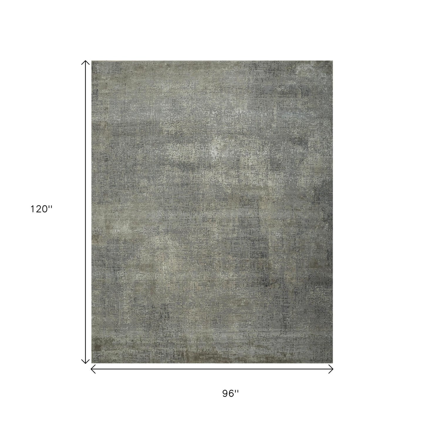 8' X 10' Gray Abstract Hand Knotted Area Rug-2