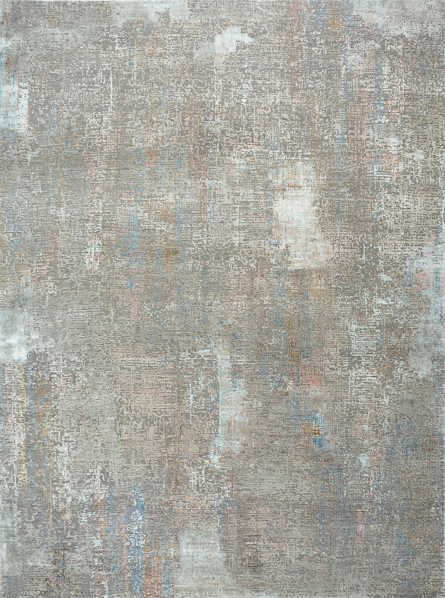 8' X 10' Blue Abstract Hand Knotted Area Rug-2
