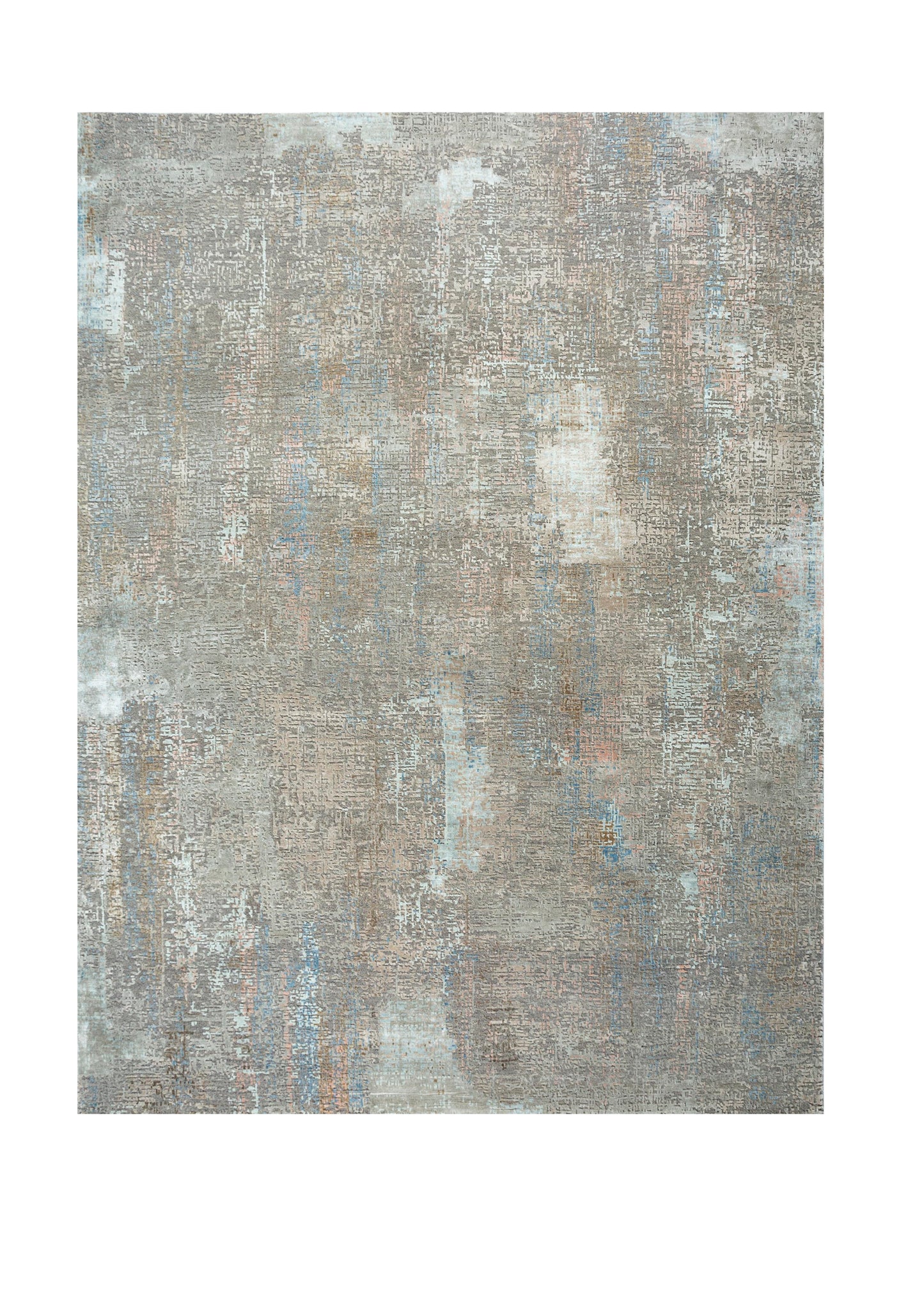 8' X 10' Blue Abstract Hand Knotted Area Rug-0