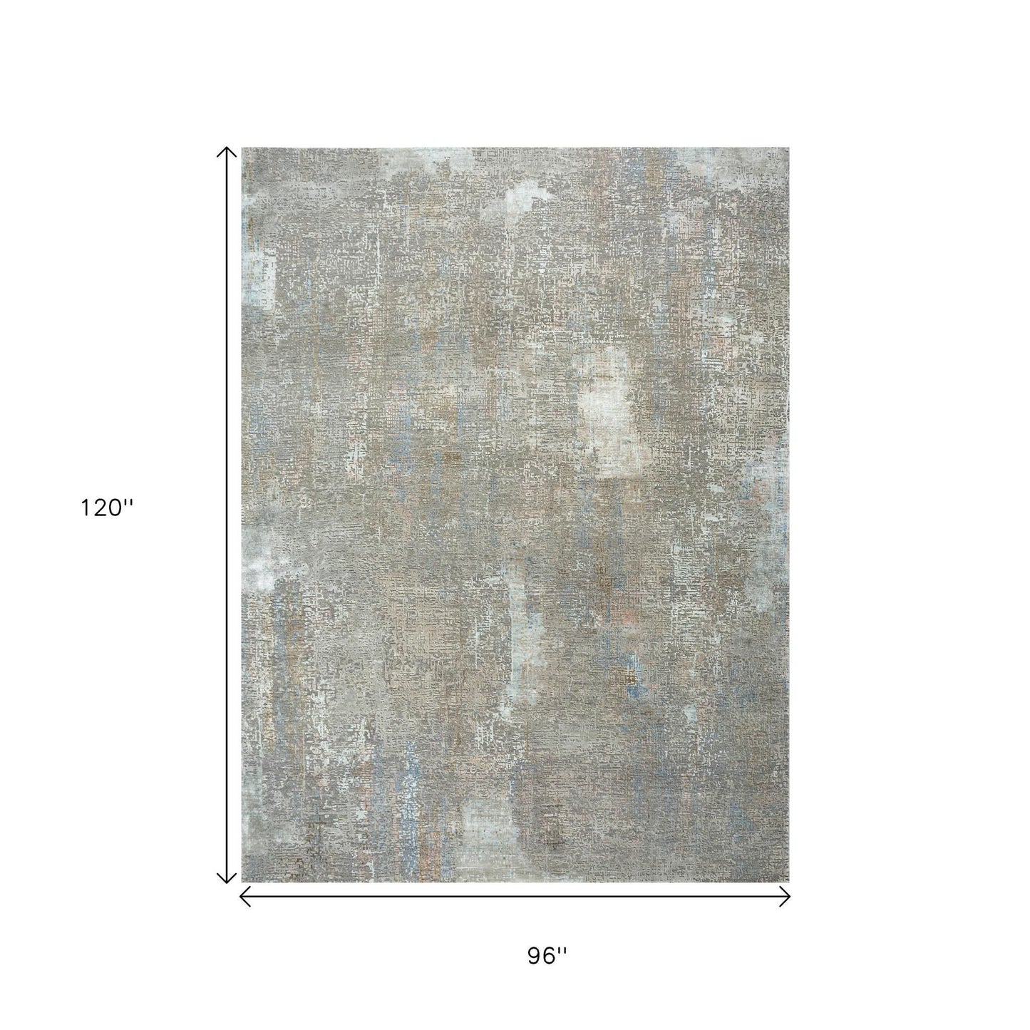 8' X 10' Blue Abstract Hand Knotted Area Rug-3
