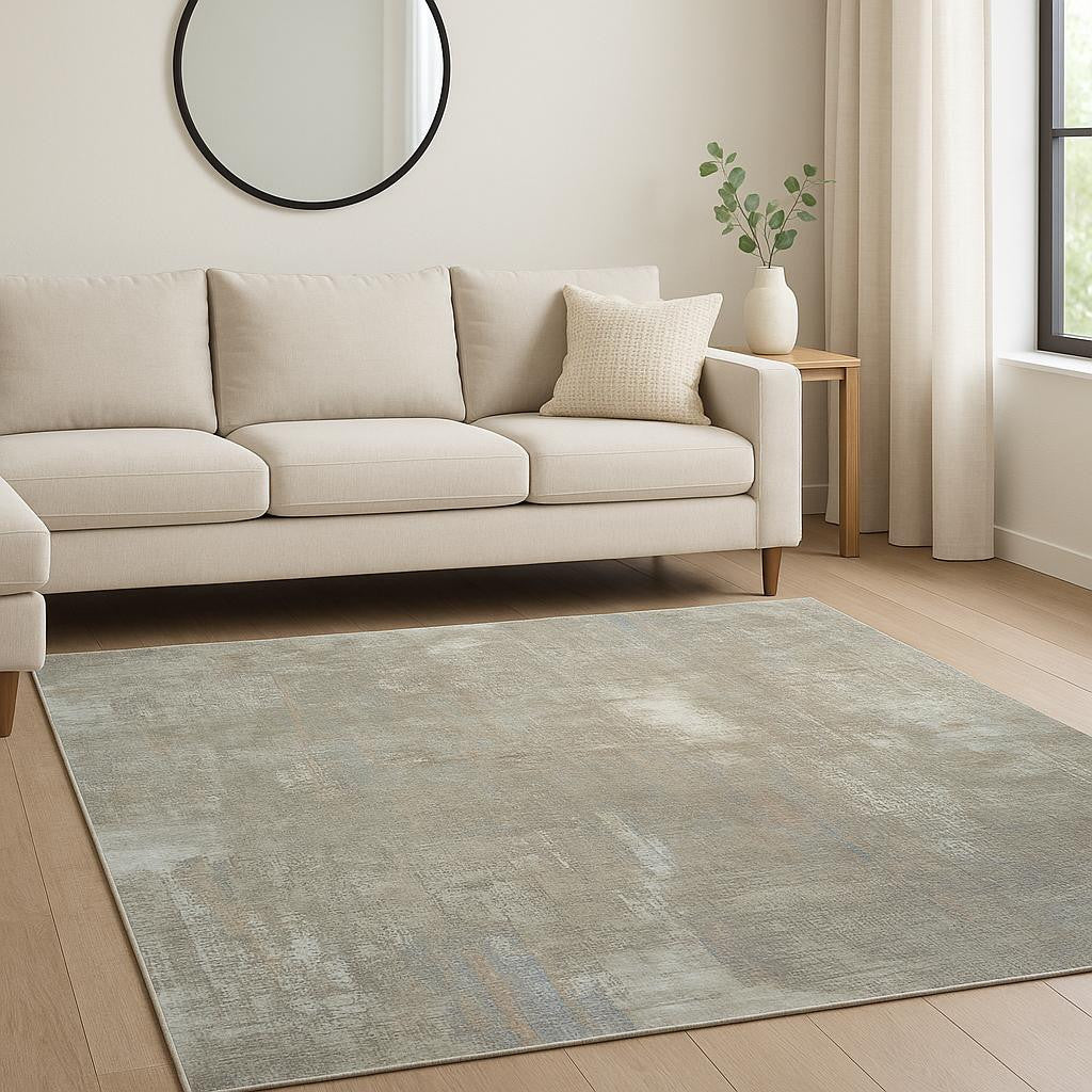 8' X 10' Blue Abstract Hand Knotted Area Rug-1