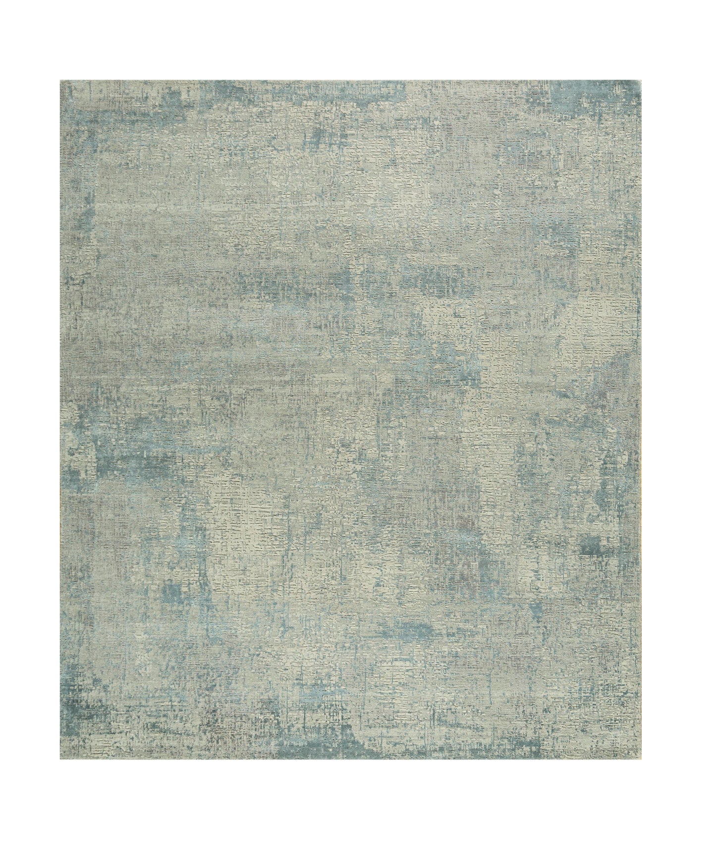 8' X 10' Blue Abstract Hand Knotted Area Rug-3