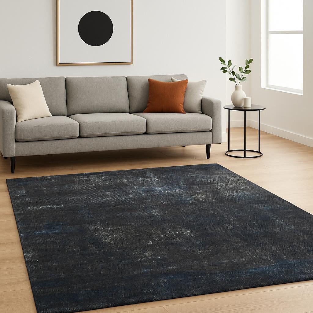 8' X 10' Blue Abstract Hand Knotted Area Rug-0