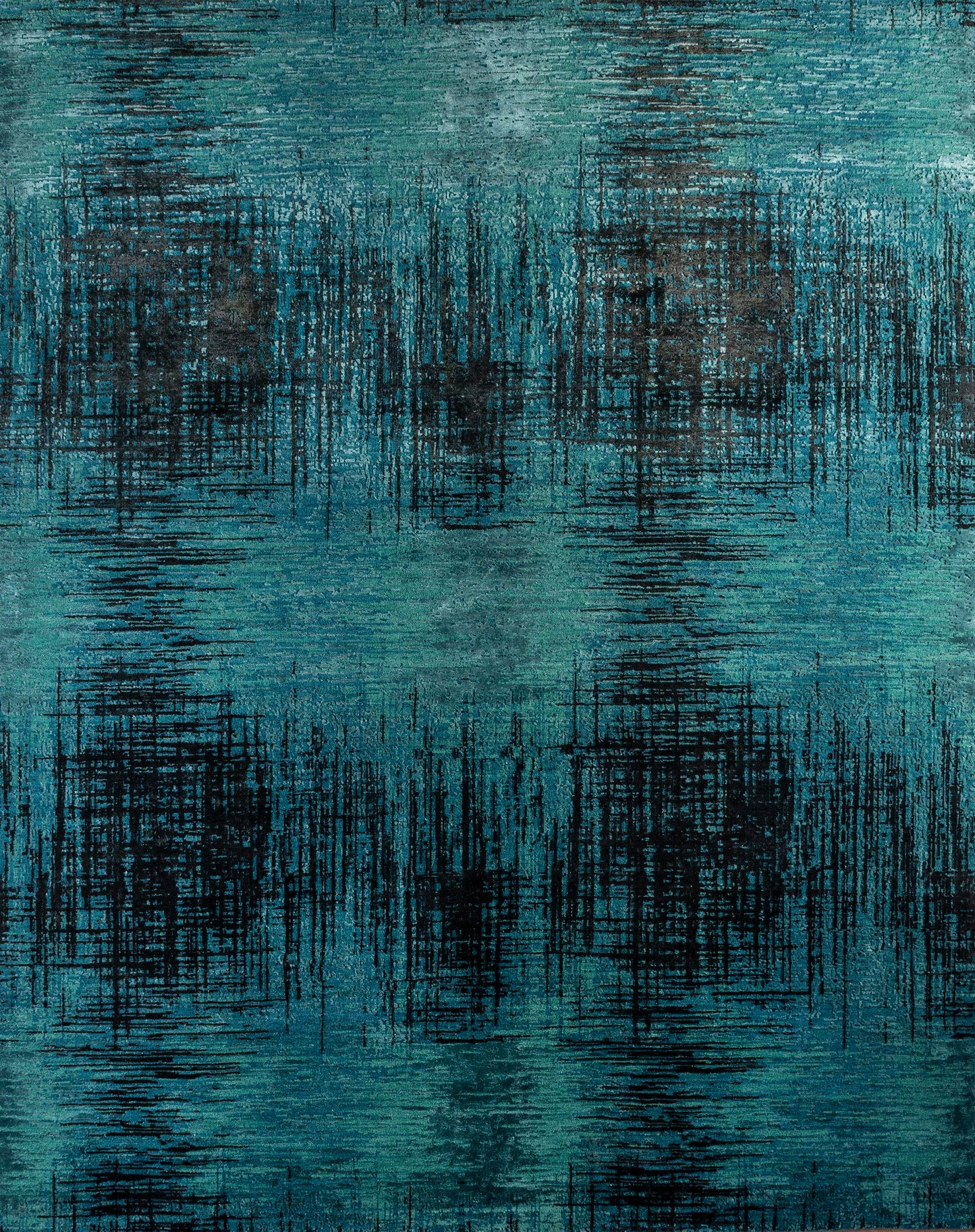 8' X 10' Blue Abstract Hand Knotted Area Rug-0
