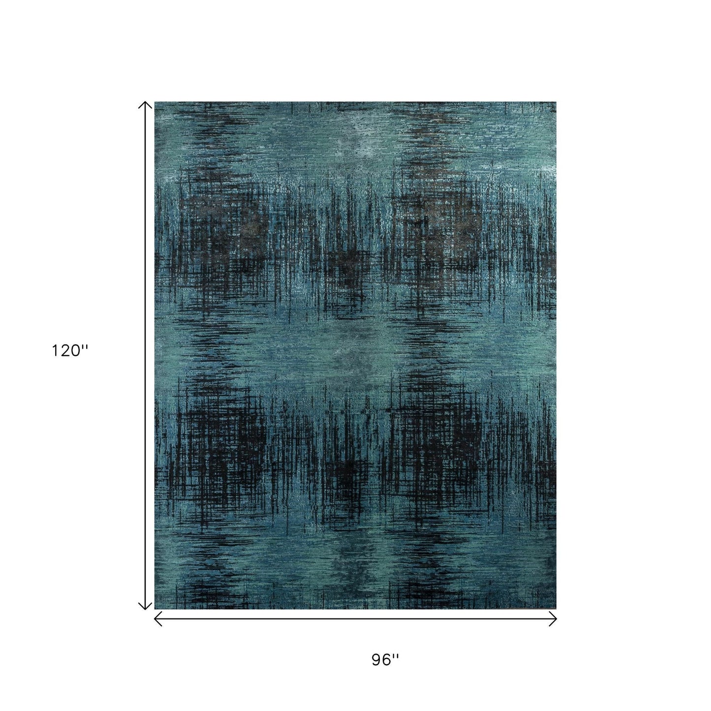 8' X 10' Blue Abstract Hand Knotted Area Rug-3
