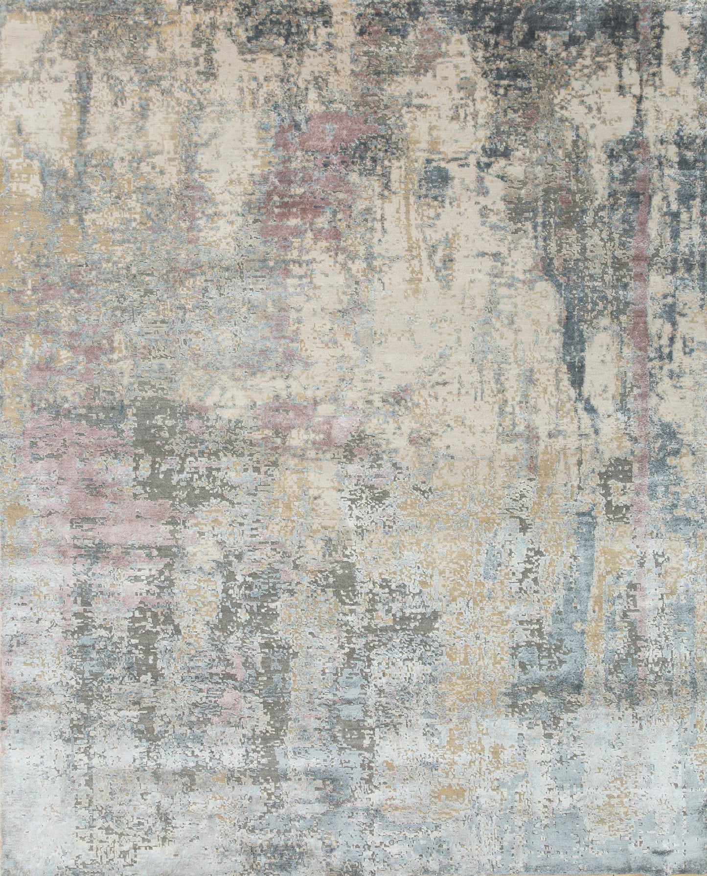 8' X 10' Blue Abstract Hand Knotted Area Rug-0