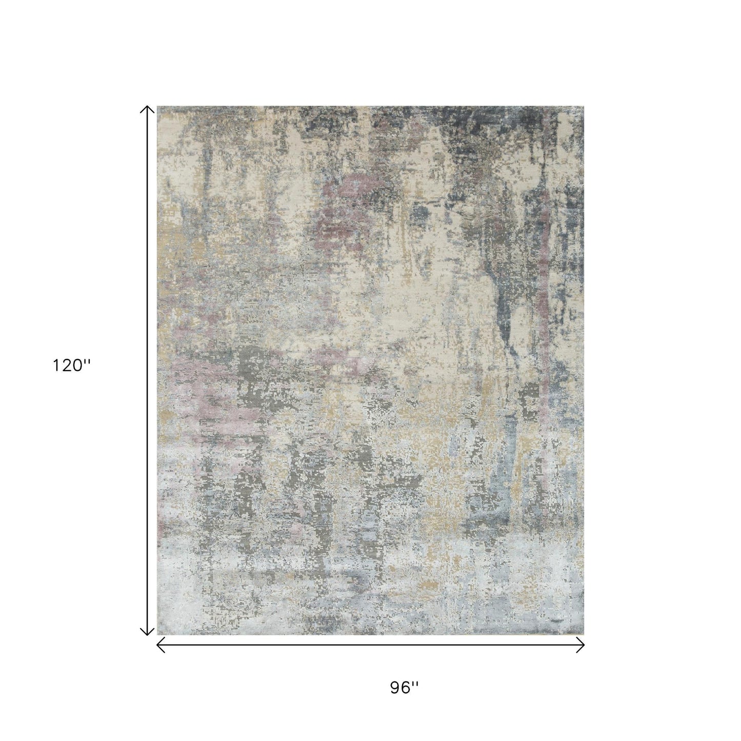 8' X 10' Blue Abstract Hand Knotted Area Rug-3