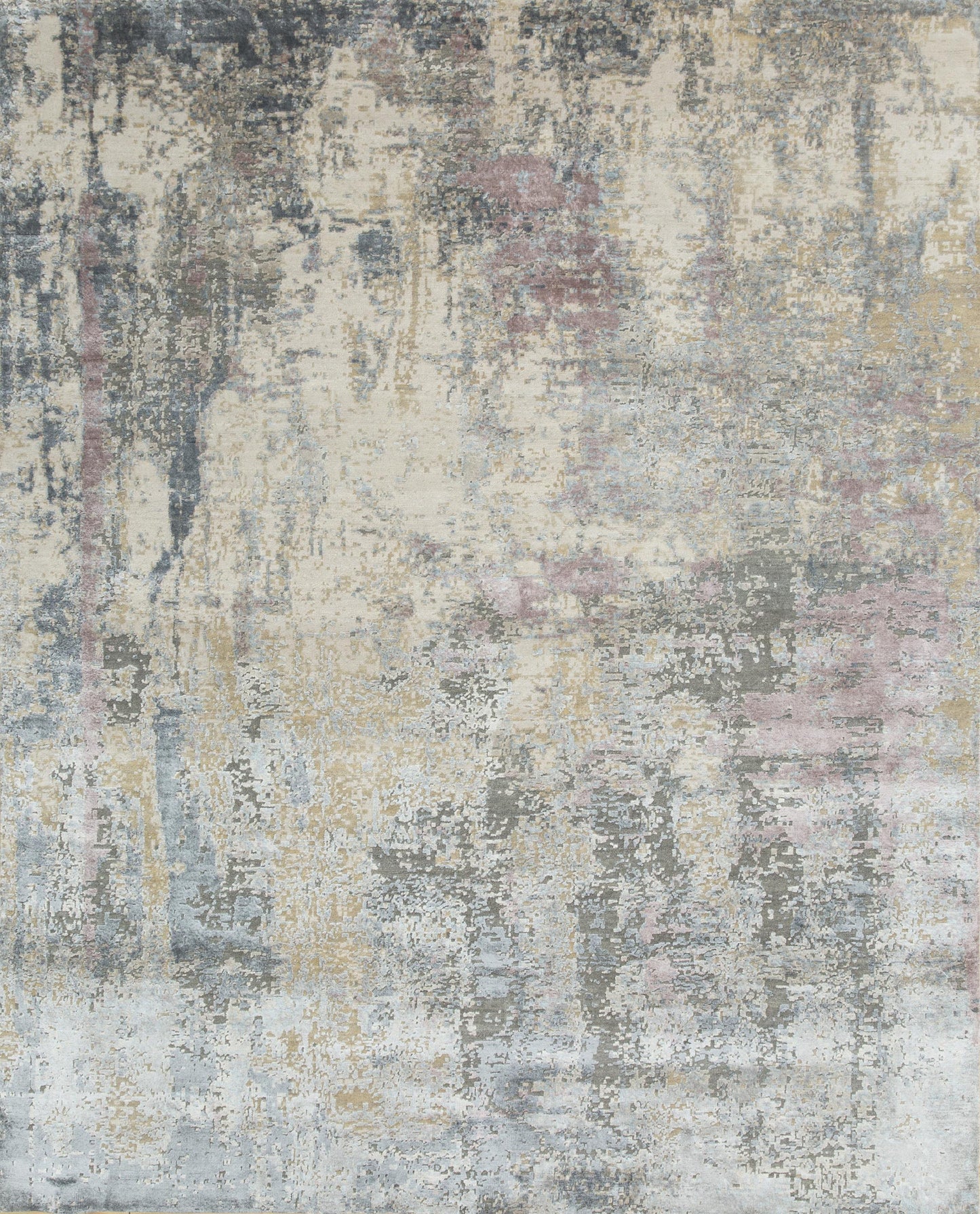 8' X 10' Blue Abstract Hand Knotted Area Rug-2