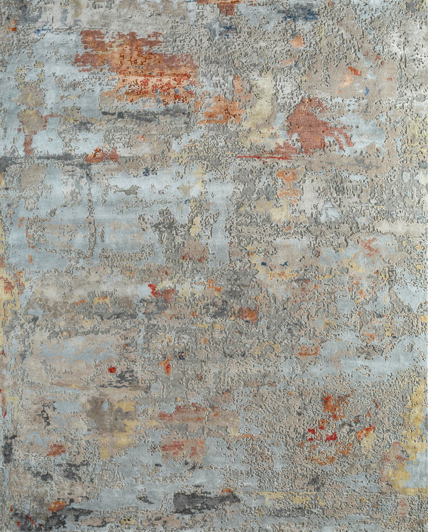 8' X 10' Blue Abstract Hand Knotted Area Rug-1