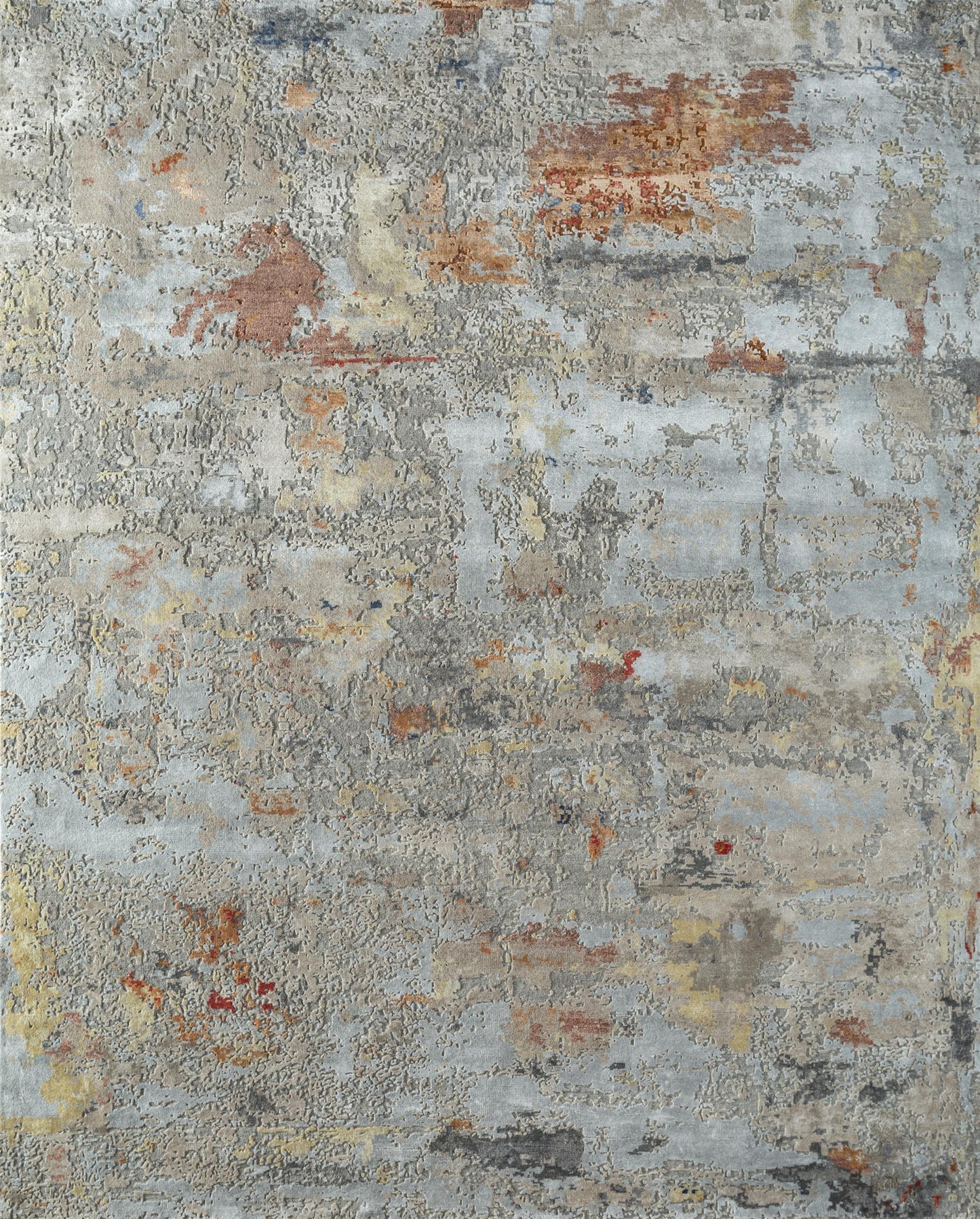8' X 10' Blue Abstract Hand Knotted Area Rug-3