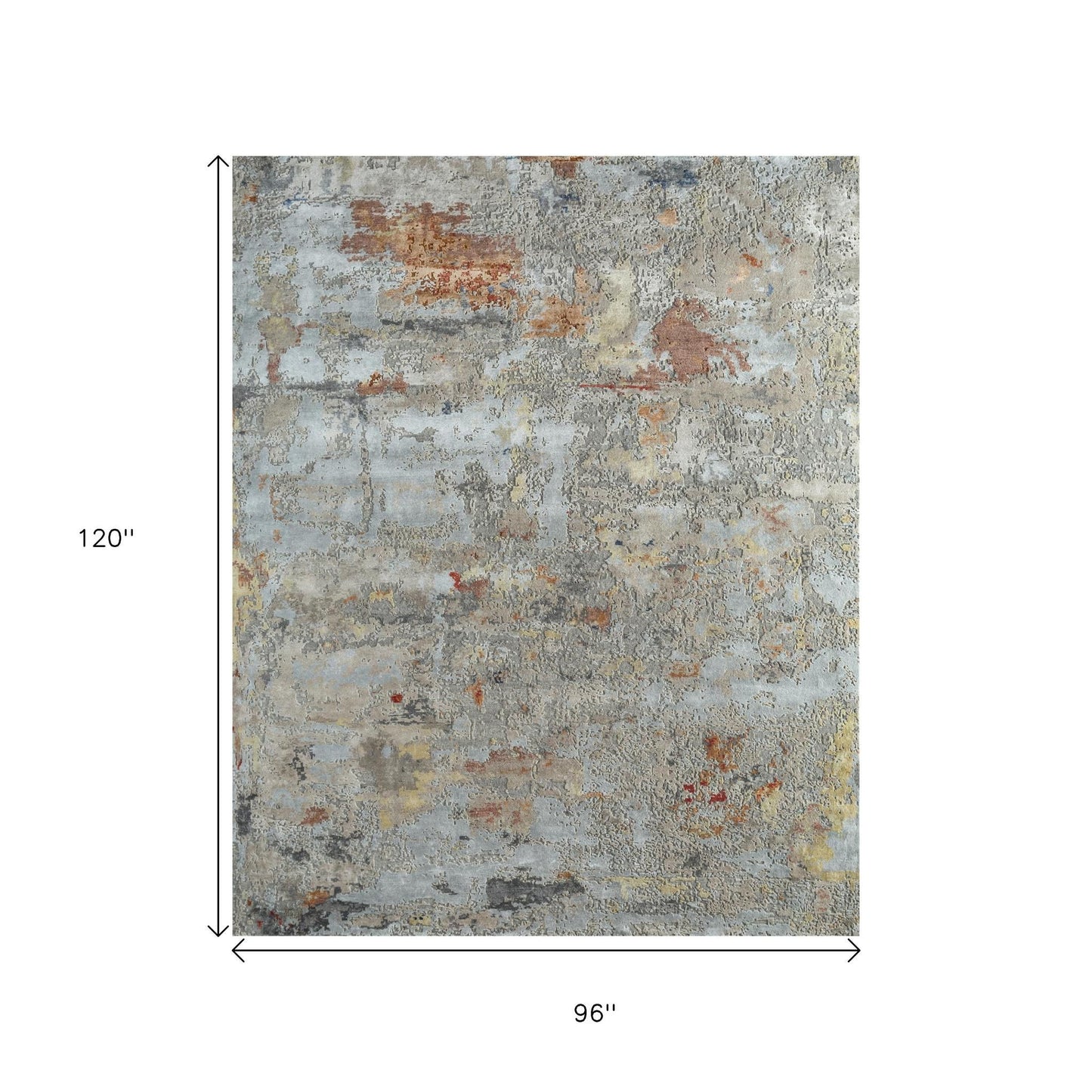 8' X 10' Blue Abstract Hand Knotted Area Rug-2
