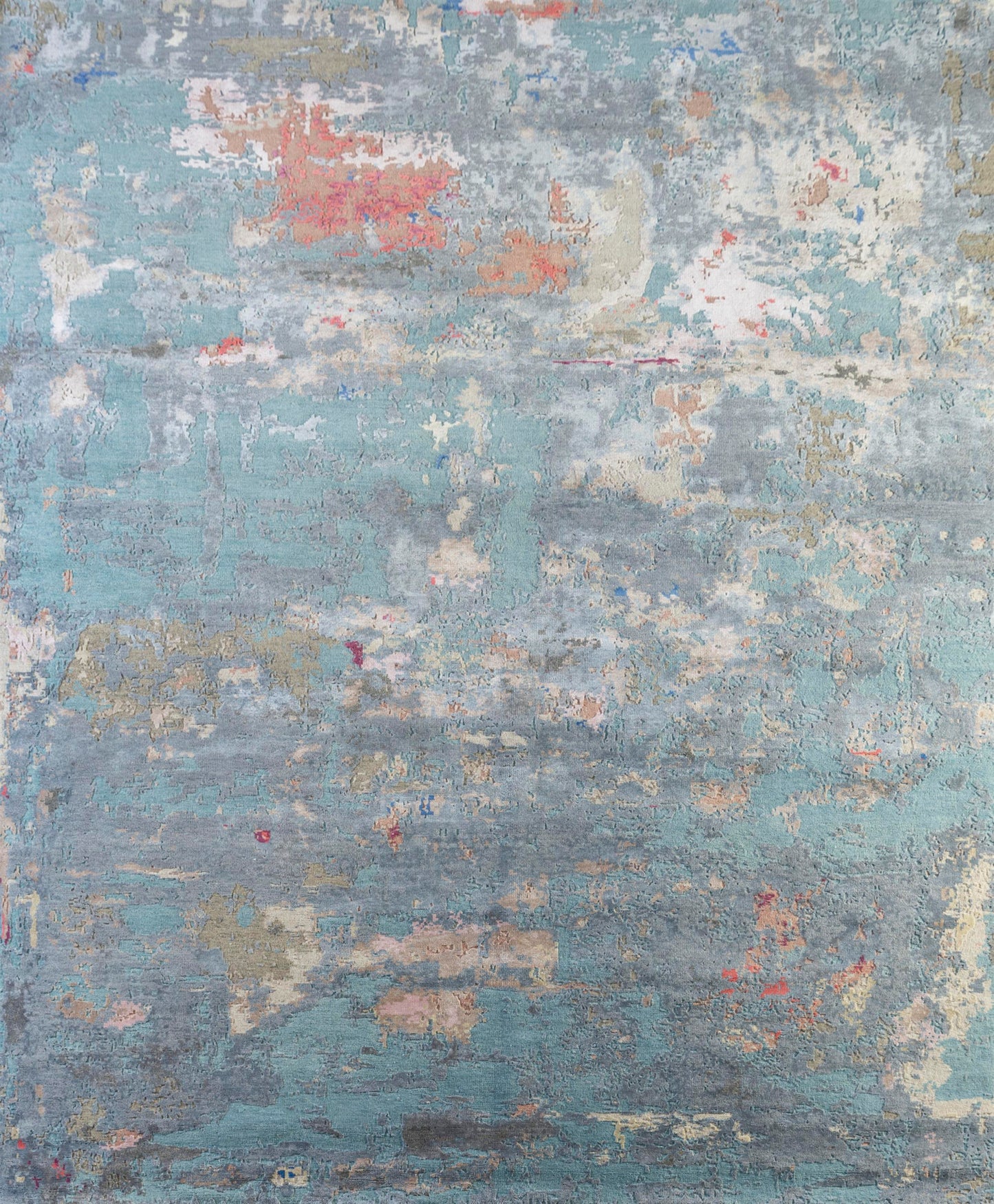 8' X 10' Blue Abstract Hand Knotted Area Rug-1