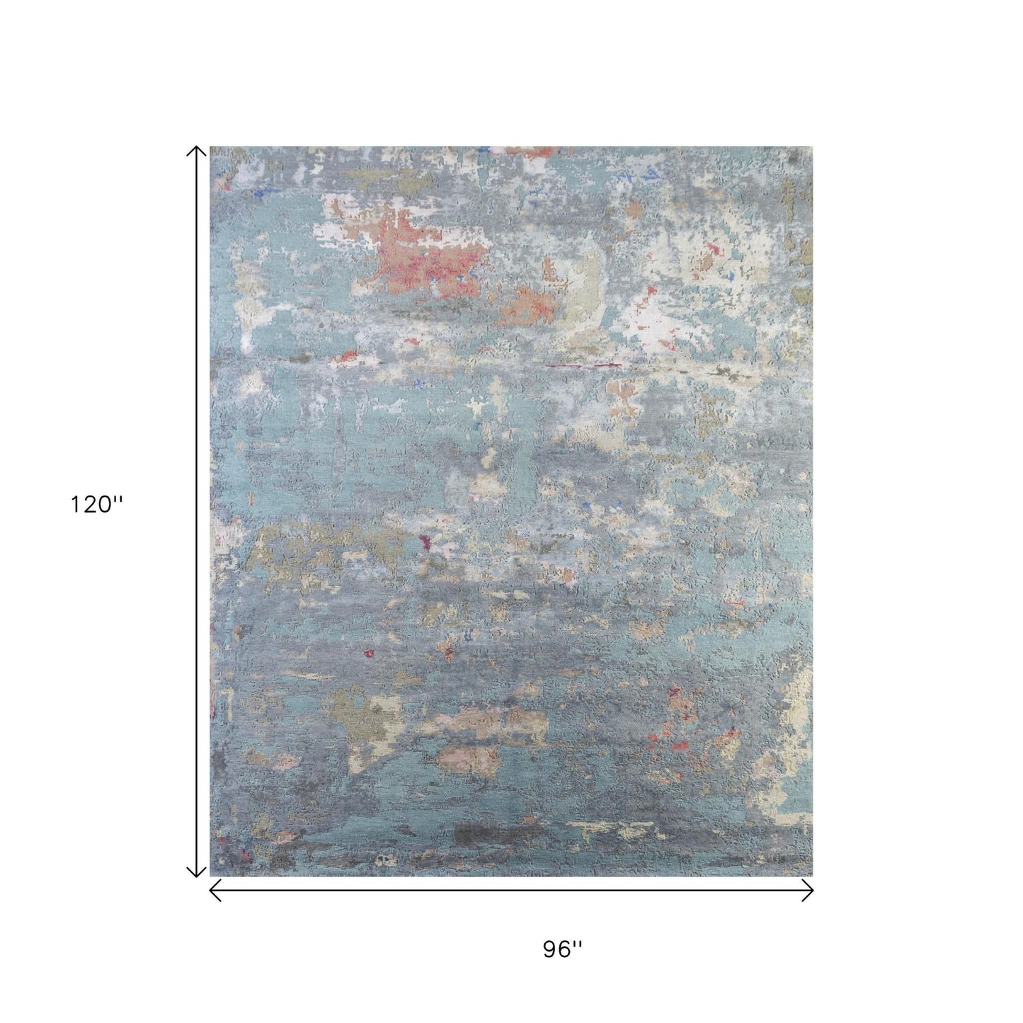 8' X 10' Blue Abstract Hand Knotted Area Rug-2